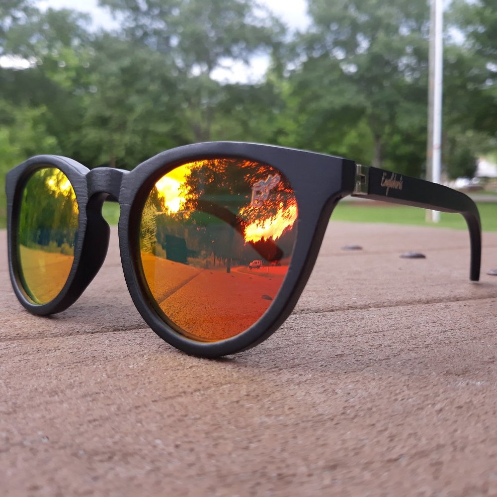 Sunset Mirror Lenses with Black Bamboo Temples